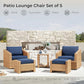 CHITA 5 Pieces Wicker Patio Furniture Set, Outdoor Conversation Set with 2 Pieces Rattan Swivel Chairs, 2 Pieces Ottomans, Thickened Cushions and Side Table - image 2