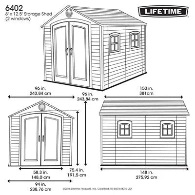 LIFETIME 8 FT. X 12.5 FT. OUTDOOR STORAGE SHED - image 4