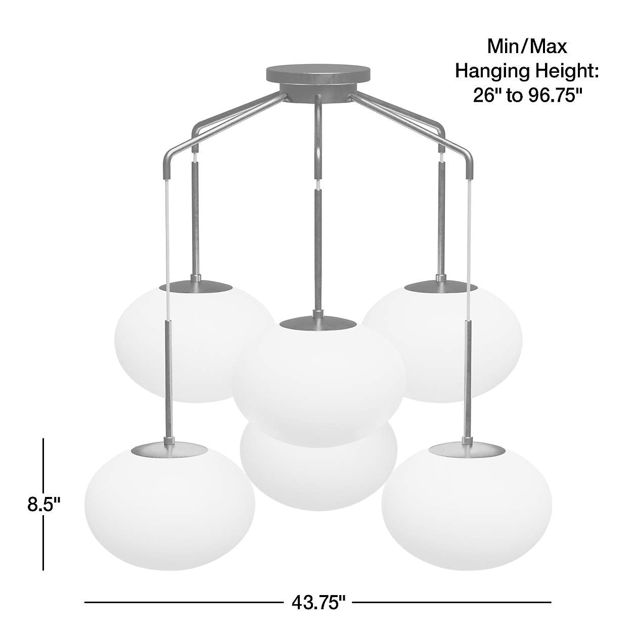 Moon Brass and Glass 6-Light Chandelier 43.7"