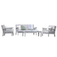 Gardenesque Patio Garden Furniture Set - Light Grey Wooden Garden Set - Repton Lounge - Outdoor Table & Chairs - Durable and Comfortable Design - With Cushions - Flat Pack Design - 4 Seater