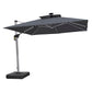 PURPLE LEAF Double Top Deluxe Solar Powered LED Square Patio Umbrella Offset Hanging Umbrella Outdoor Market Umbrella Garden Umbrella,300 x 300 cm,Grey - image 2