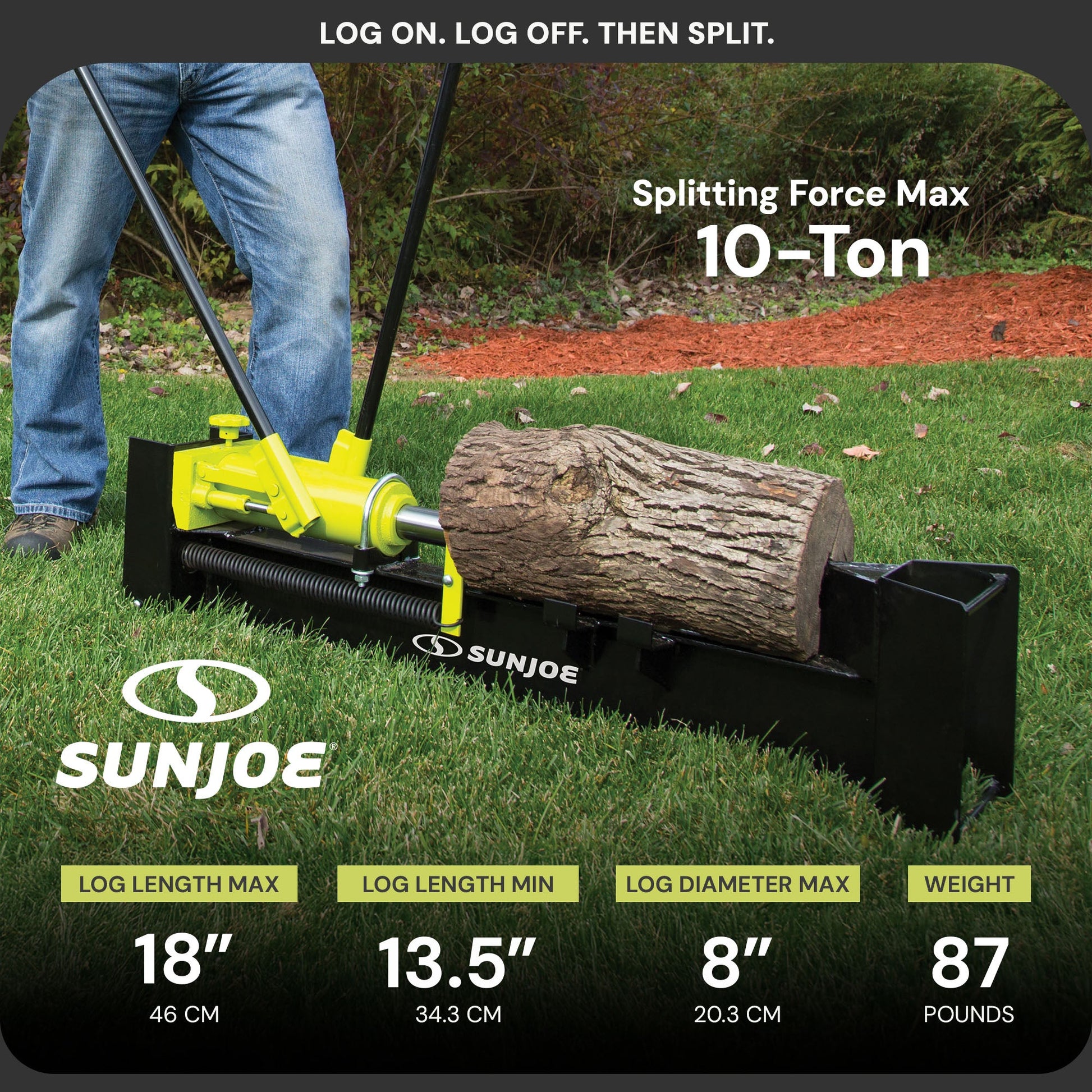 Sun Joe Hydraulic Steel Beam Log Splitter, 10 Ton Capacity Firewood Tool, LJ10M — image 8