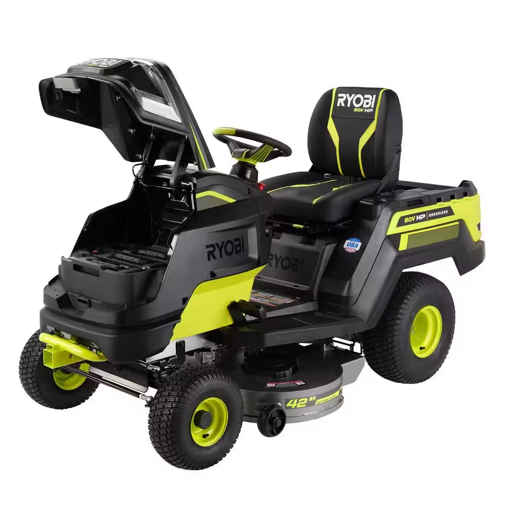 80V HP Brushless 42 In. Battery Electric Cordless Riding Lawn Tractor with (3) 80V 10Ah Batteries and Charger - image 9