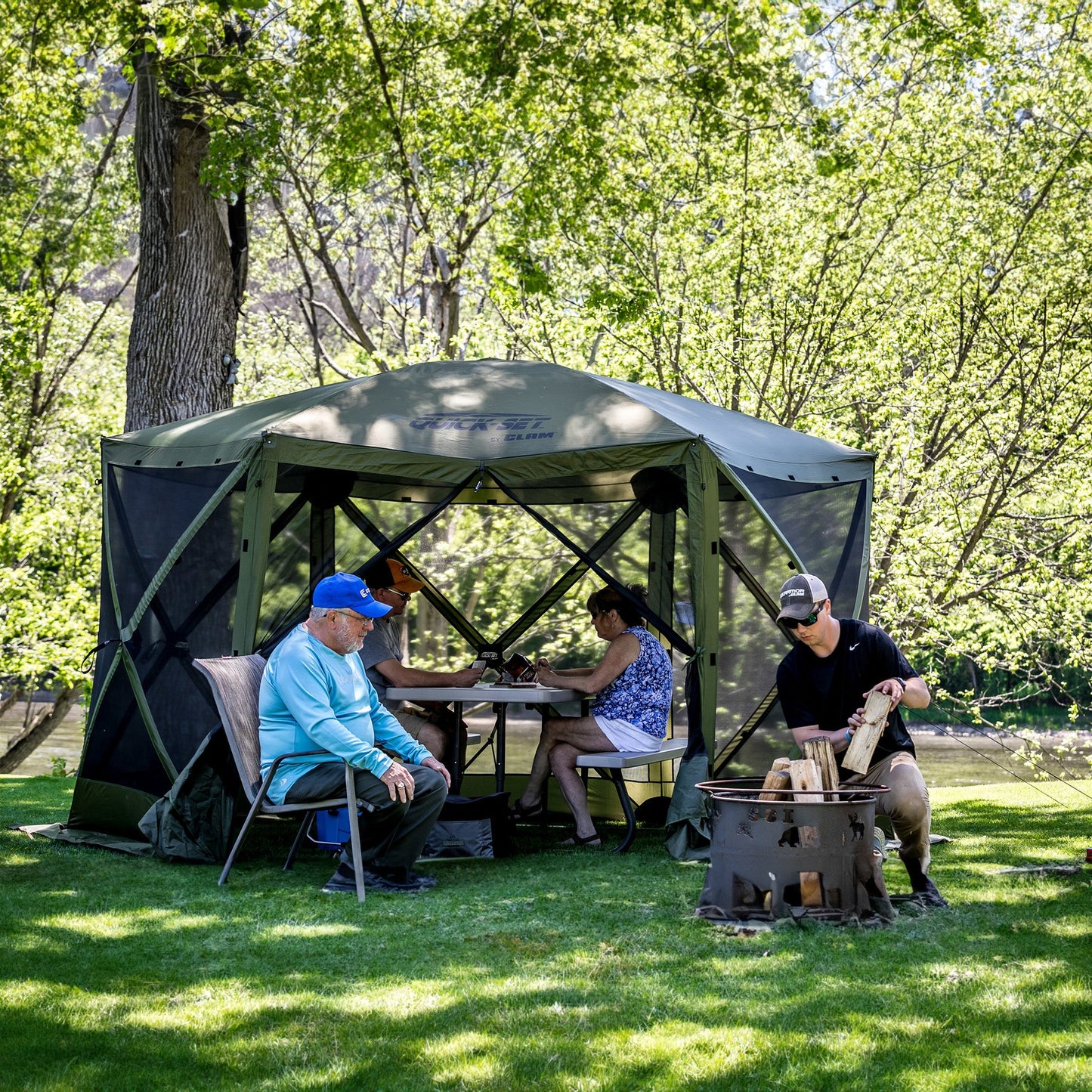 Clam Quick-Set Pavilion 12.5 x 12.5 Foot Portable Outdoor Canopy Shelter, Green — image 6