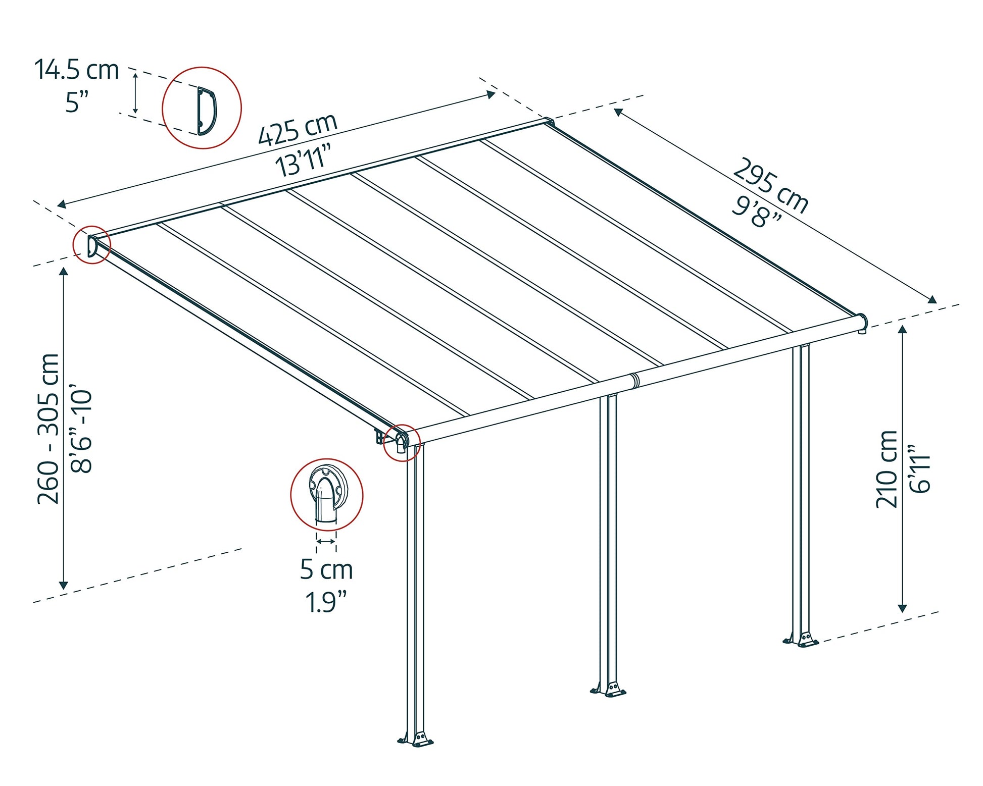 Palram OLYMPIA 3X4.25 GREY CLEAR PATIO COVER - image 8