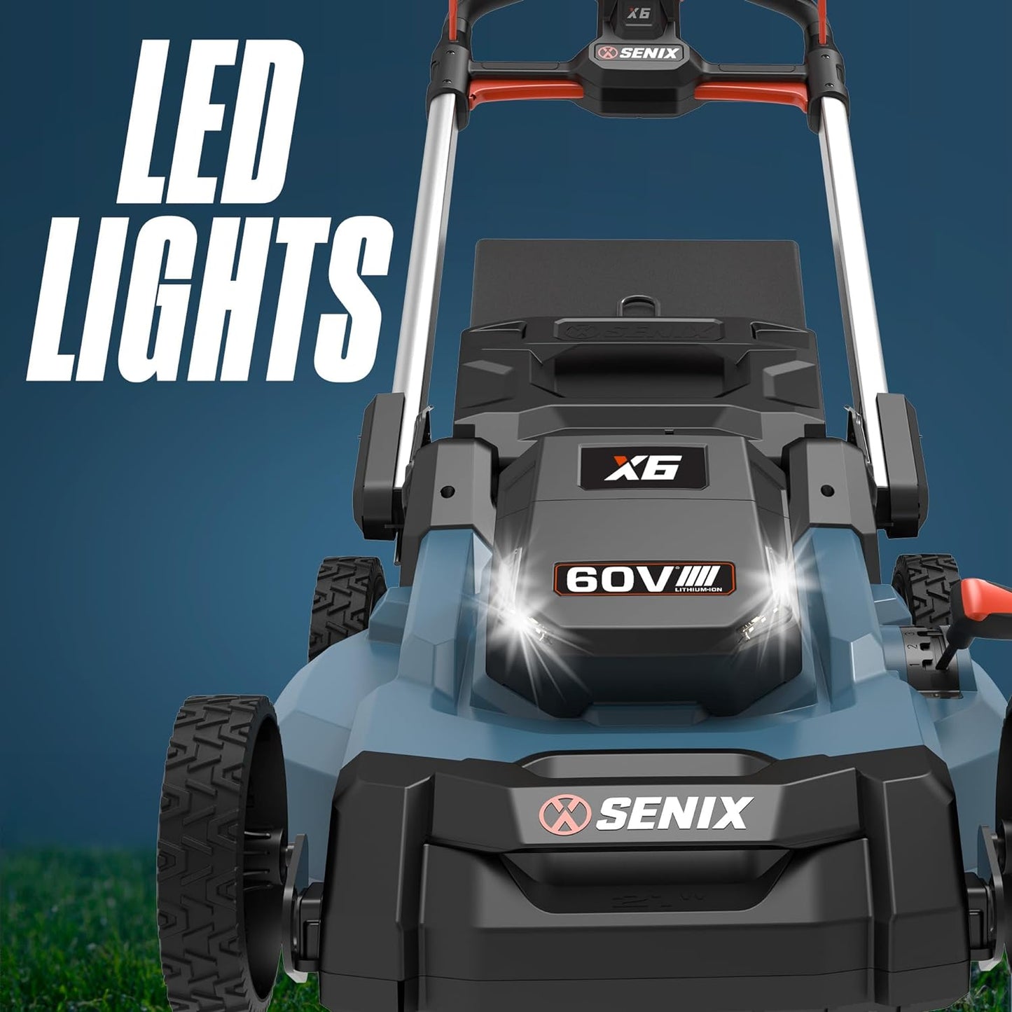SENIX X6 60 Volt Max* 21-Inch 3-in-1 Cordless Push Lawn Mower, with Bagging, Mulching, and Side Discharge, Height Adjustment, Smart Display, 6Ah Lithium-ion Battery & Charger Included (LPPX6-H) - image 6