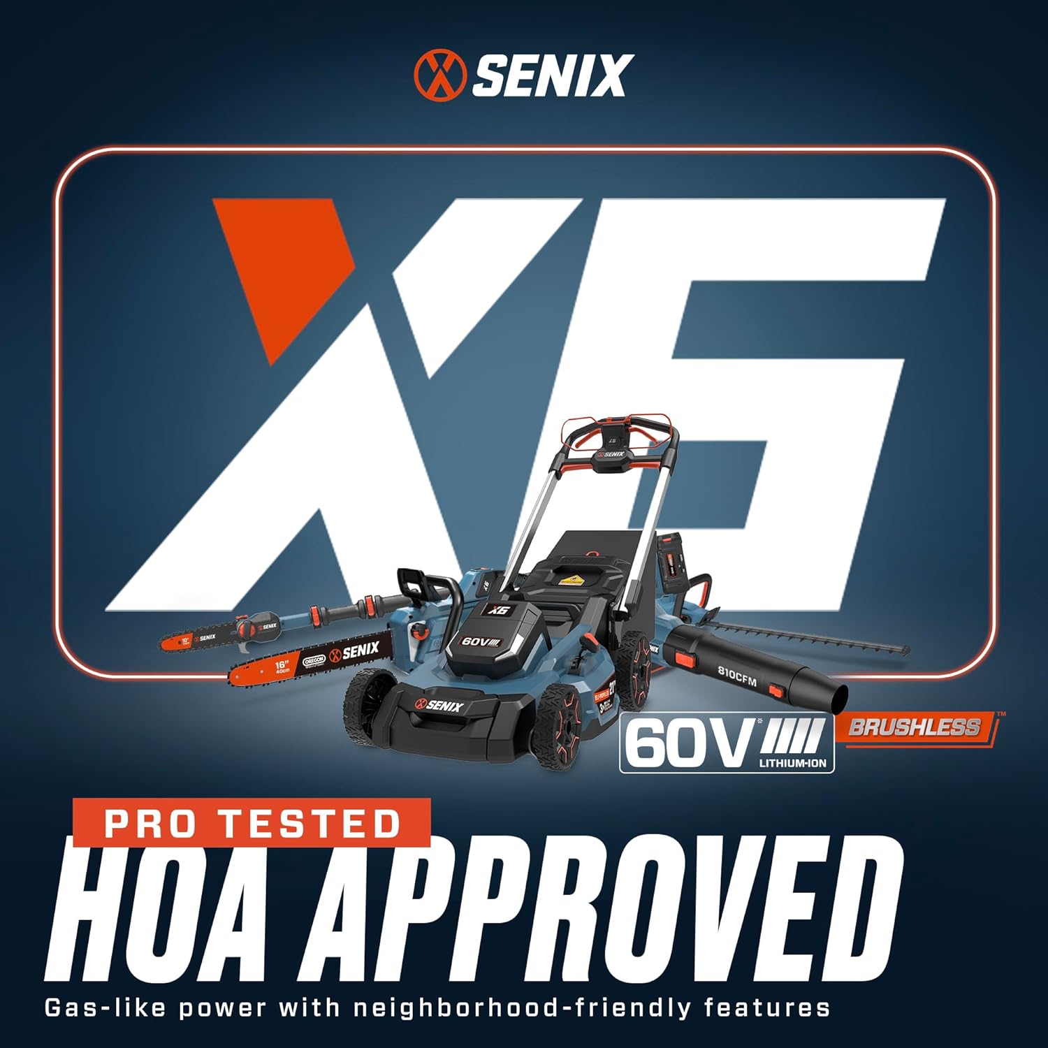 SENIX X6 60 Volt Max* 21-Inch 3-in-1 Cordless Push Lawn Mower, with Bagging, Mulching, and Side Discharge, Height Adjustment, Smart Display, 6Ah Lithium-ion Battery & Charger Included (LPPX6-H) - image 9