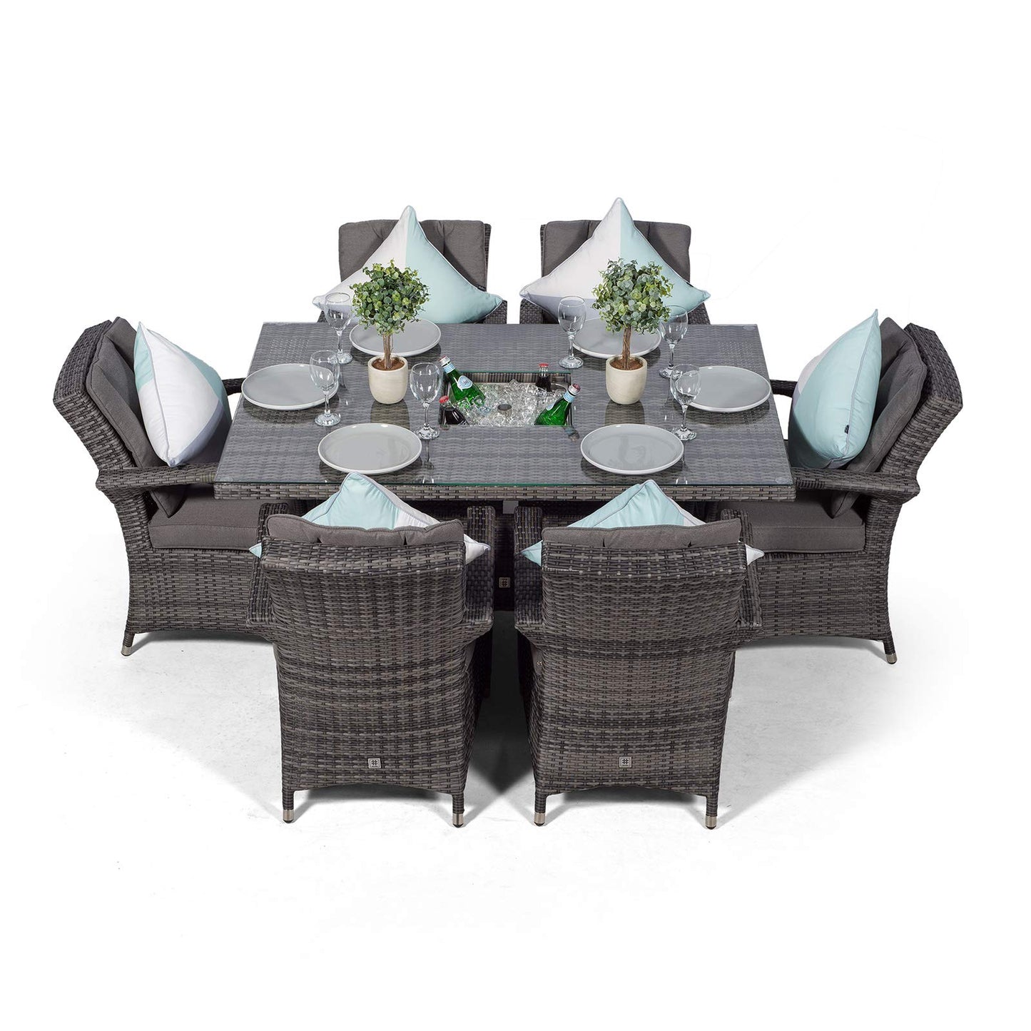 Arizona Rattan Dining Set | Luxury Rectangle 6 Seater Grey Rattan Table & Chairs Set with Ice Bucket Drinks Cooler | Outdoor Poly Rattan Garden Dining Furniture Set with Parasol & Cover - image 5