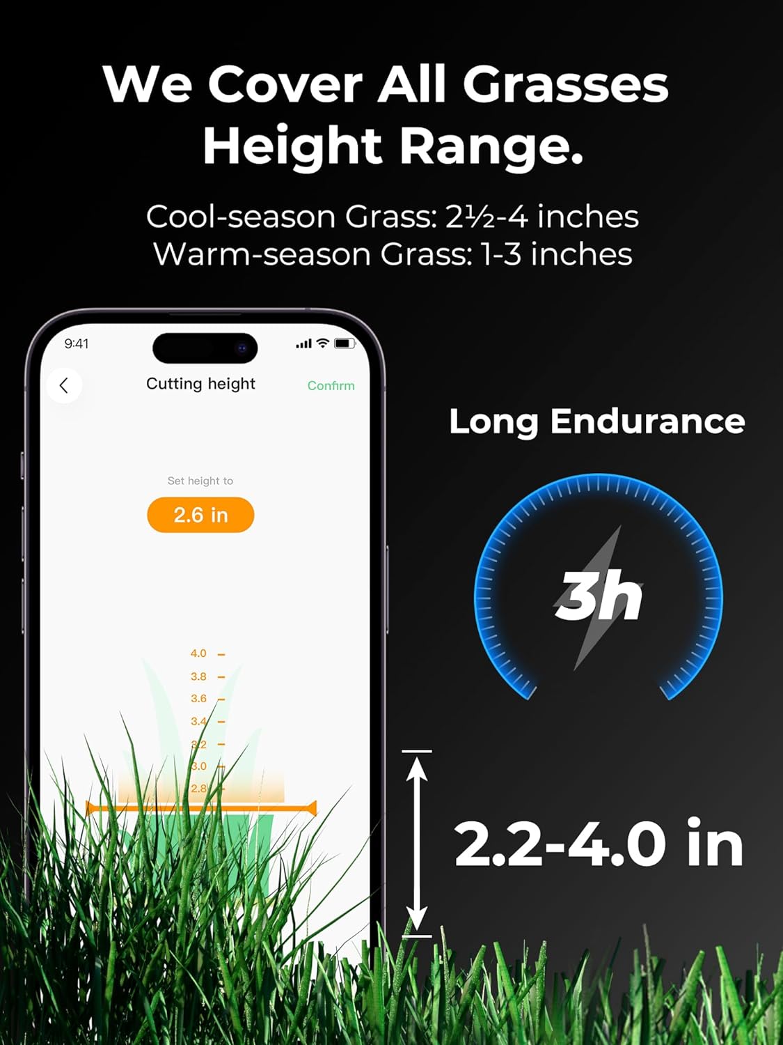 LUBA 2 AWD 5000H Robot Lawn Mower, Perimeter Wire Free Vision Robotic Lawnmower for 1.25 Acres Lawn, Cut Height 2.2"-4.0", 80% Slope, APP Control Compatible with Alexa, All-Wheel Drive, Anti-Theft - image 2