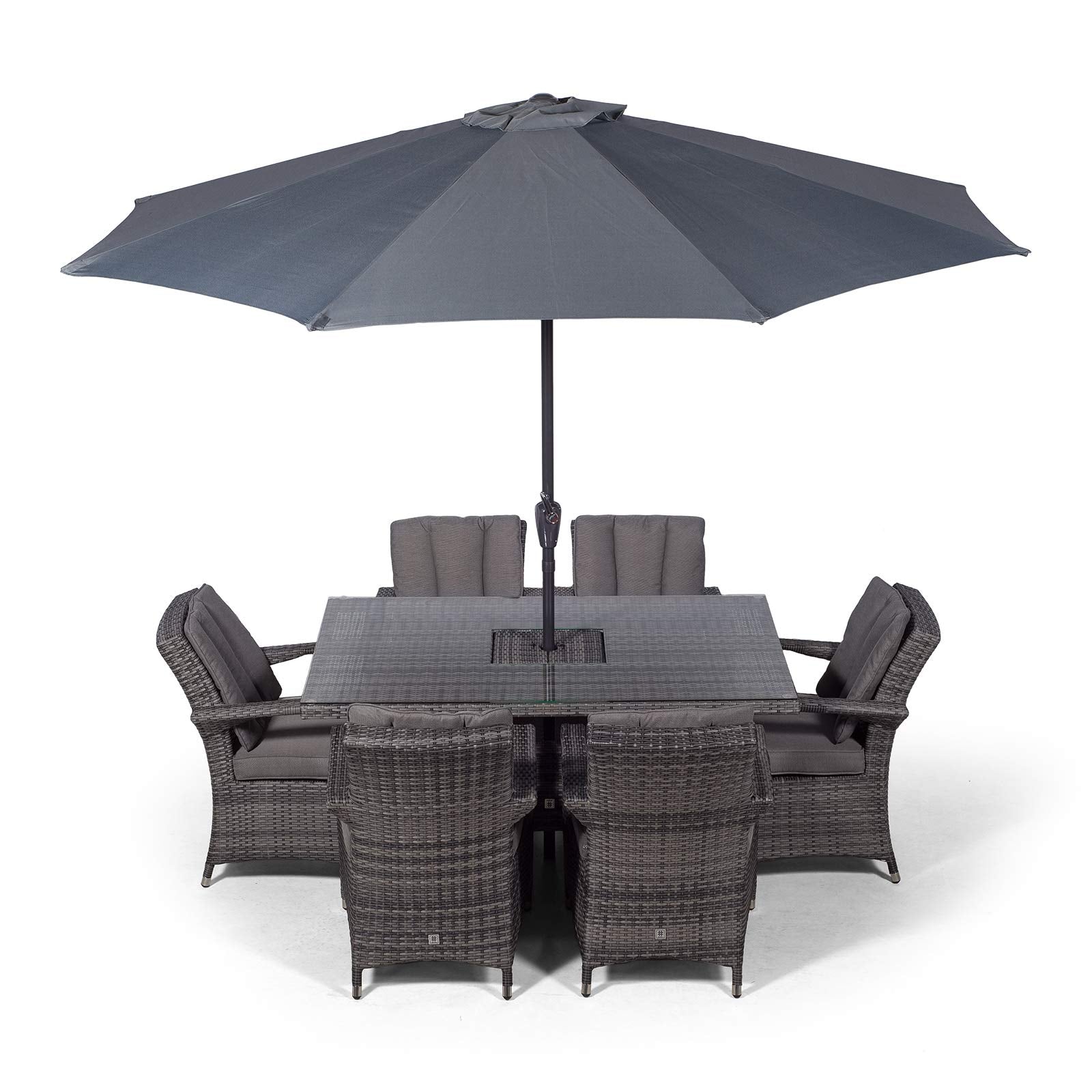 Arizona Rattan Dining Set | Luxury Rectangle 6 Seater Grey Rattan Table & Chairs Set with Ice Bucket Drinks Cooler | Outdoor Poly Rattan Garden Dining Furniture Set with Parasol & Cover - image 3