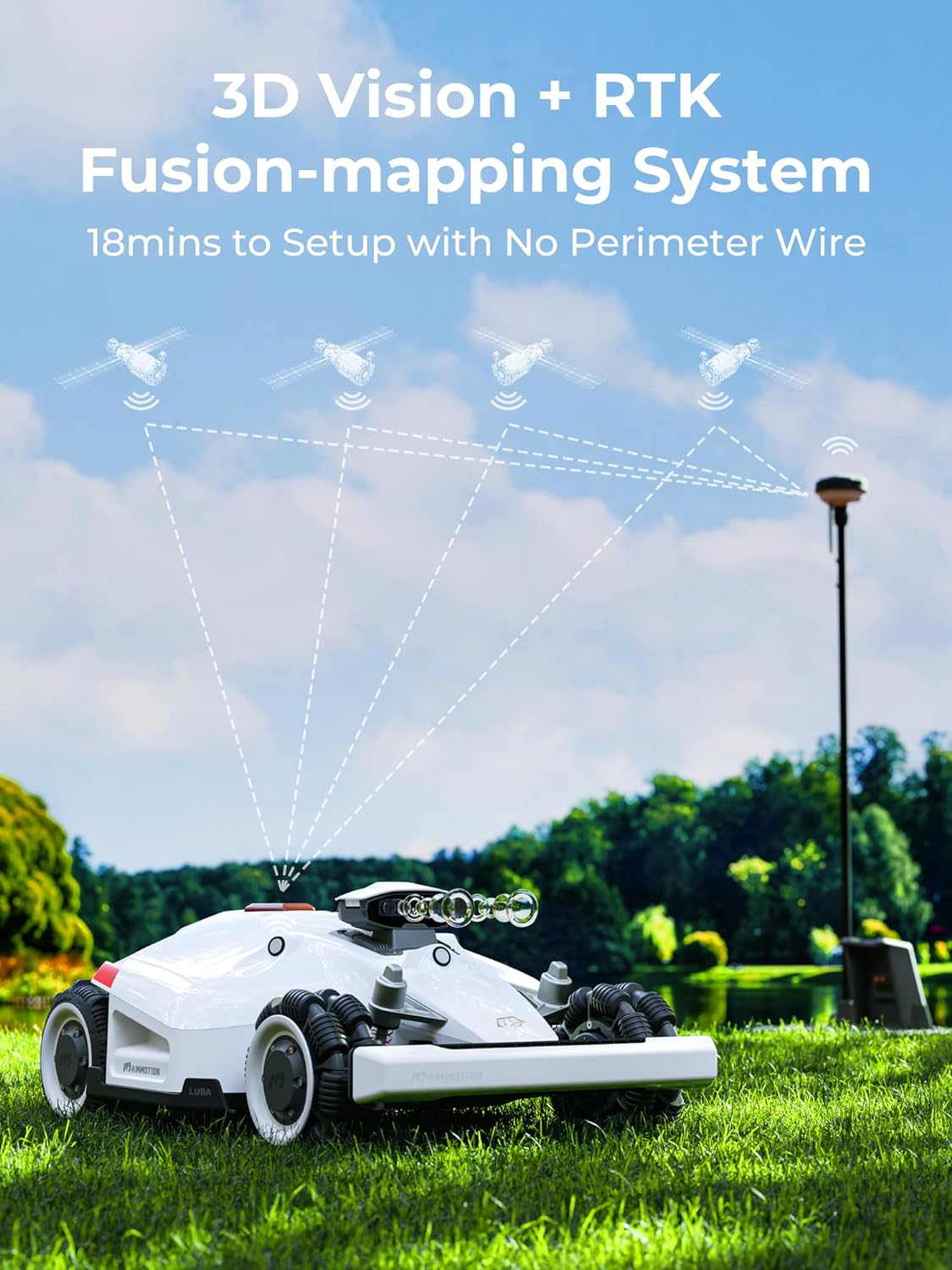 LUBA 2 AWD 5000H Robot Lawn Mower, Perimeter Wire Free Vision Robotic Lawnmower for 1.25 Acres Lawn, Cut Height 2.2"-4.0", 80% Slope, APP Control Compatible with Alexa, All-Wheel Drive, Anti-Theft - image 3