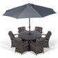 Arizona Luxury 6 Seater Grey Rattan Dining Set with Ice Bucket Drinks Cooler | Outdoor Poly Rattan Garden Table & Chairs Set with Parasol & Cover - image 2