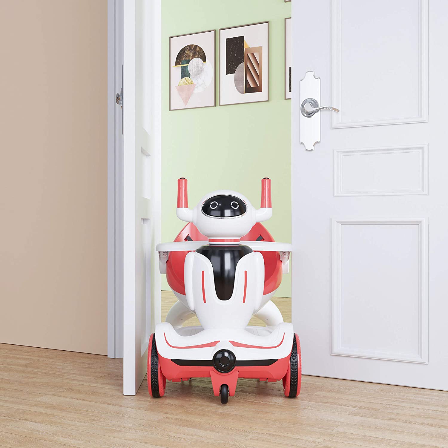 TOBBI 3 in 1 Kids Electric Ride On Robot Buggy Toy Car with Remote Control, Red — image 3