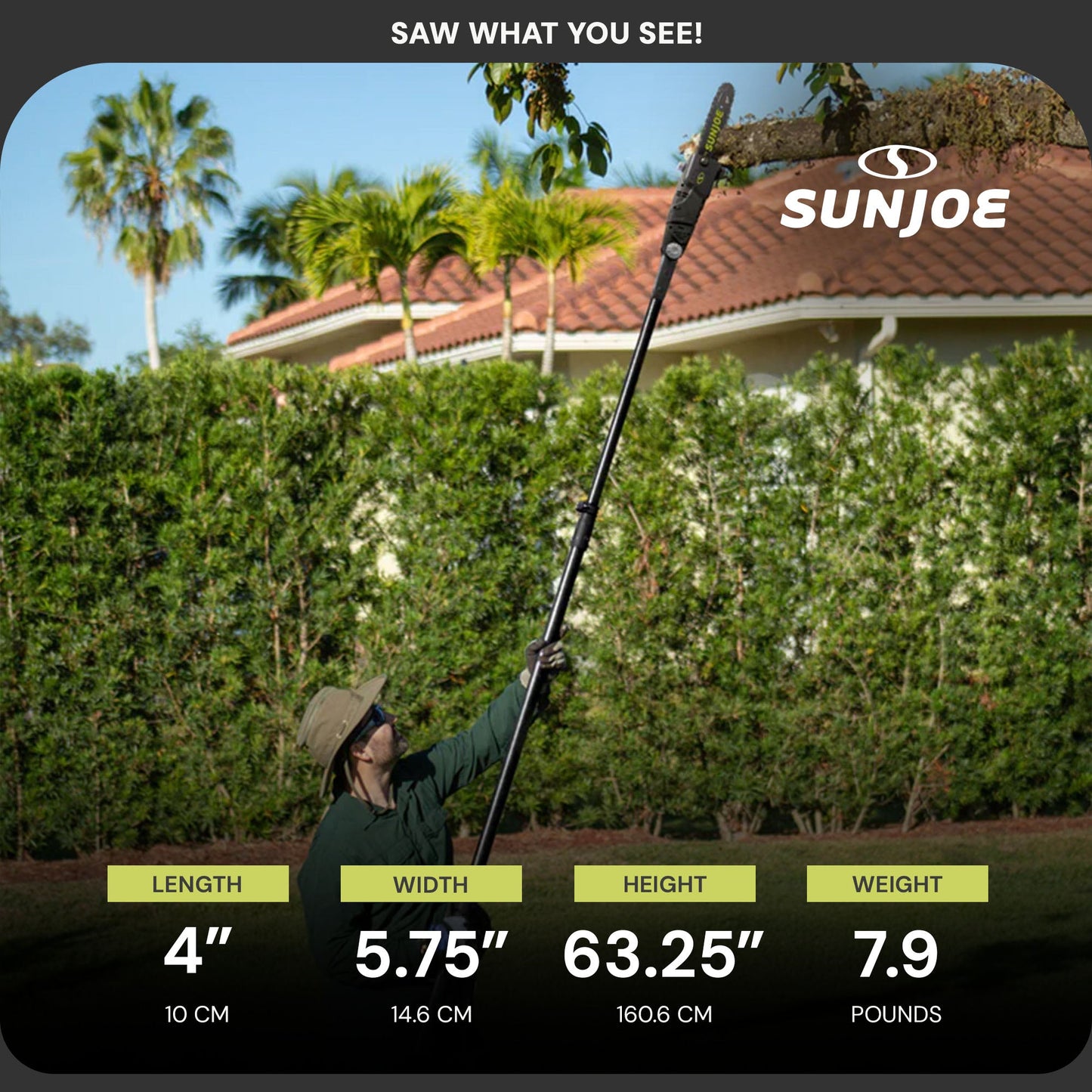 Sun Joe 10" Corded Electric  Pole Chainsaw w/ 14' Foot Reach & Multi Angle Head — image 3