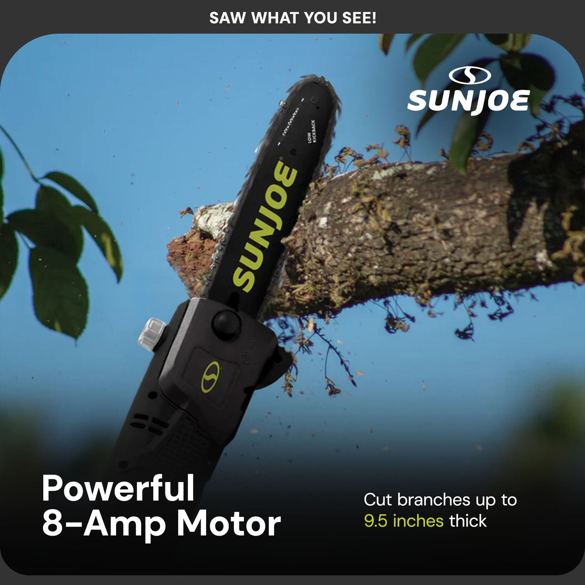 Sun Joe 10" Corded Electric  Pole Chainsaw w/ 14' Foot Reach & Multi Angle Head — image 4