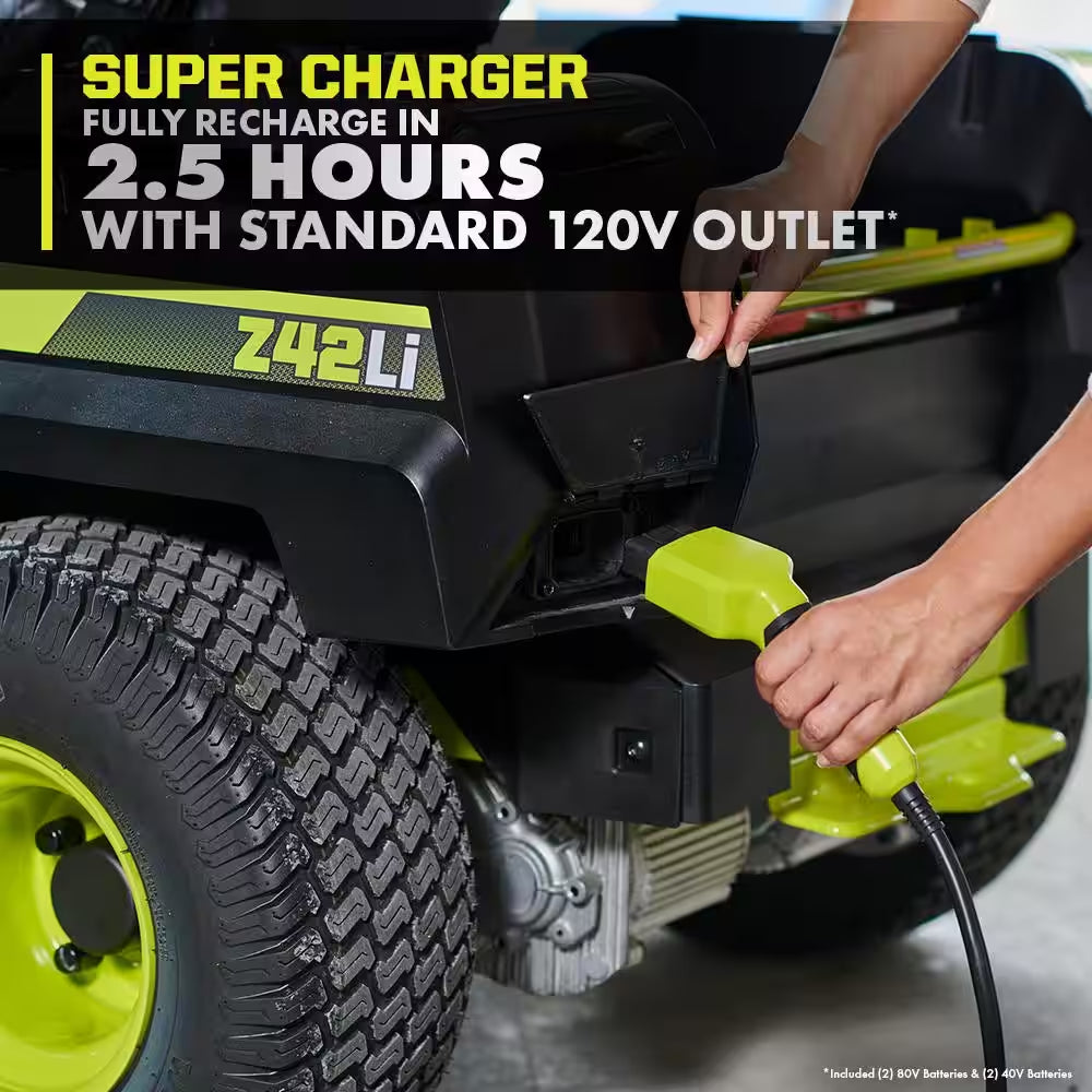 80V HP Brushless 42 In. Battery Electric Cordless Zero Turn Riding Mower (2) 80V Batteries (2) 40V Batteries and Charger - image 14