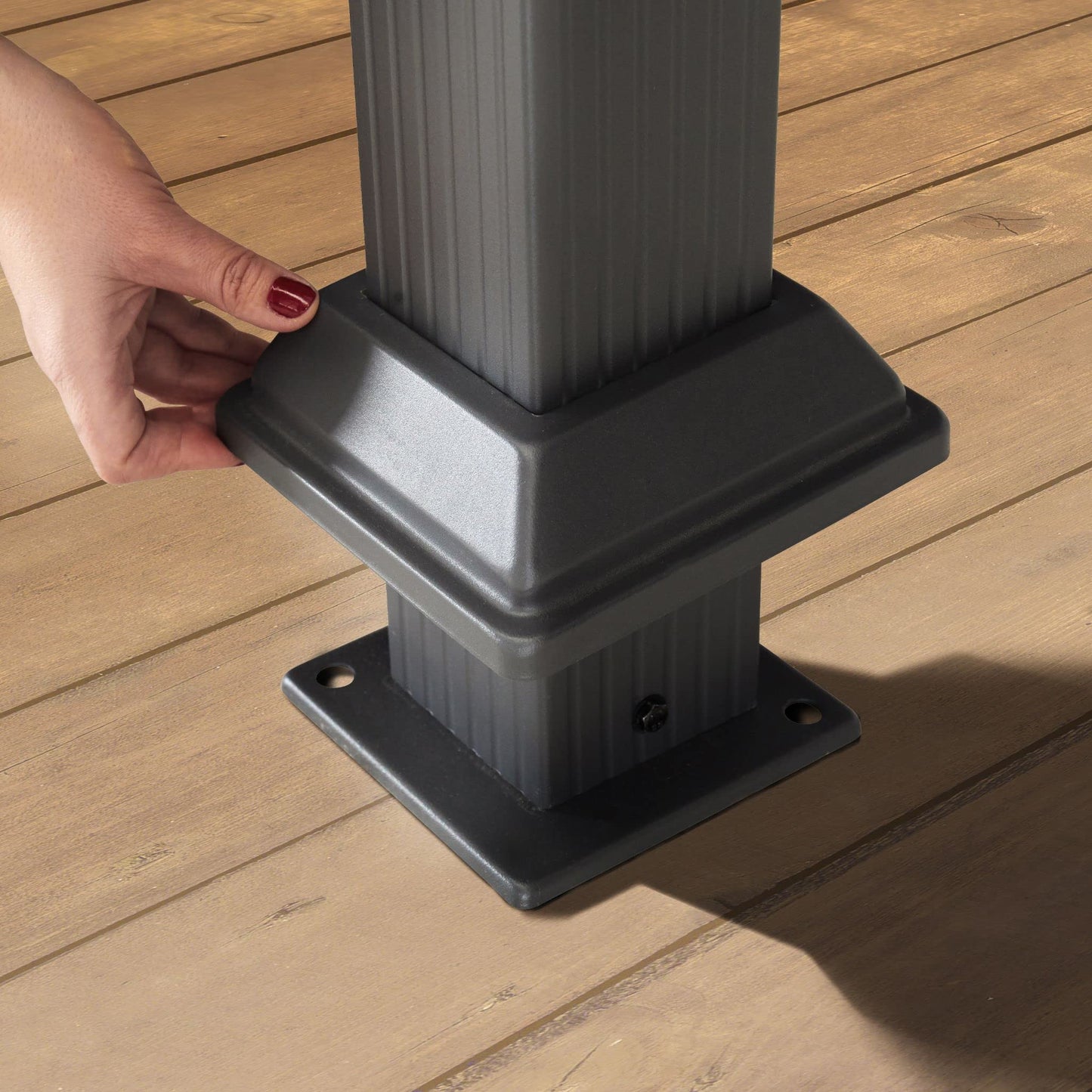 TOOLPORT Garden gazebo 3x4 m hardtop steel roof, 4 side panels in grey, poles 9x9cm - image 2