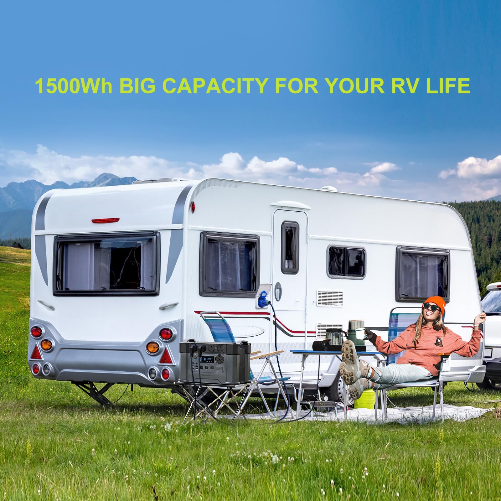 ALLPOWERS MPPT Solar Generator S2000 Pro, 2400W 1500wh Portable Power Station with 2 * 200W Folable Solar Panels Included, Solar Mobile Battery Pack for Outdoor RV Camping Home Emergency Travel - image 3