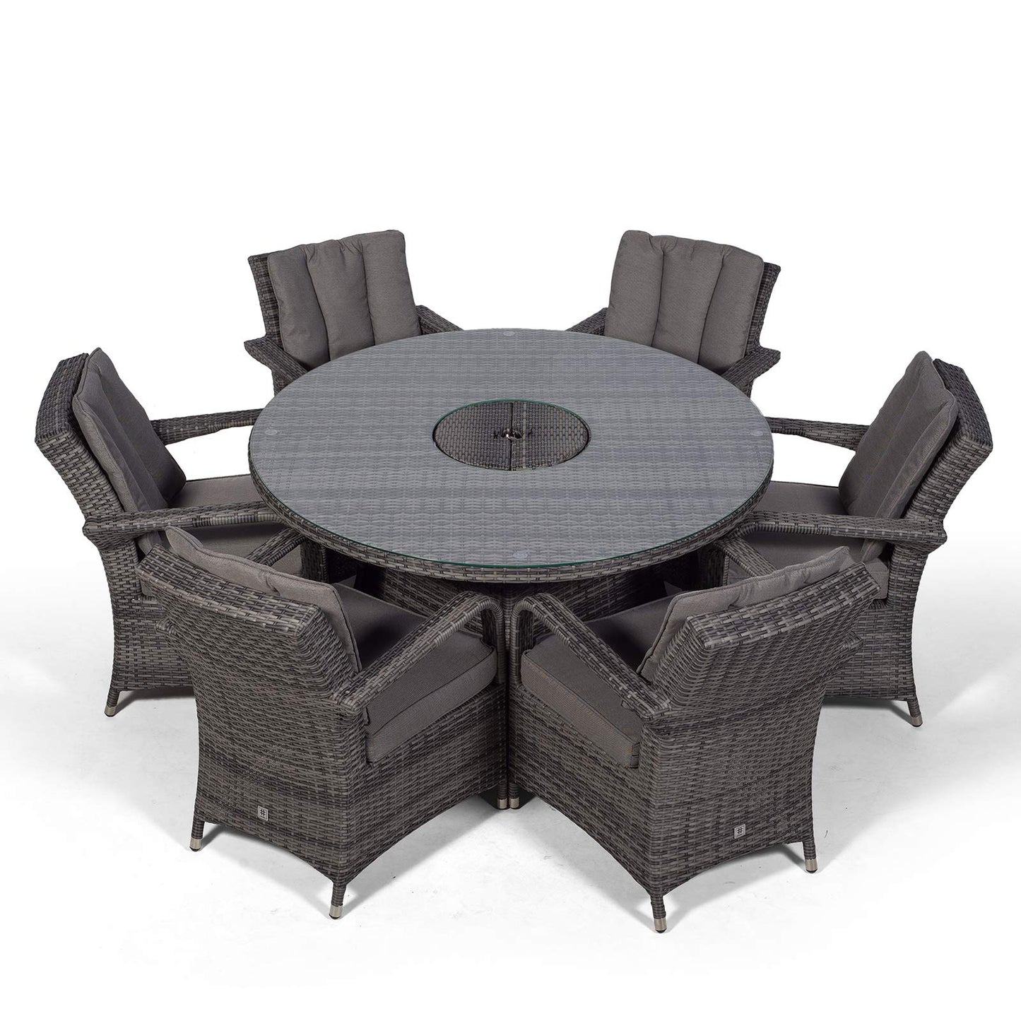 Arizona Luxury 6 Seater Grey Rattan Dining Set with Ice Bucket Drinks Cooler | Outdoor Poly Rattan Garden Table & Chairs Set with Parasol & Cover - image 3
