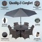 Arizona Luxury 6 Seater Grey Rattan Dining Set with Ice Bucket Drinks Cooler | Outdoor Poly Rattan Garden Table & Chairs Set with Parasol & Cover - image 9