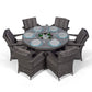 Arizona Luxury 6 Seater Grey Rattan Dining Set with Ice Bucket Drinks Cooler | Outdoor Poly Rattan Garden Table & Chairs Set with Parasol & Cover - image 4