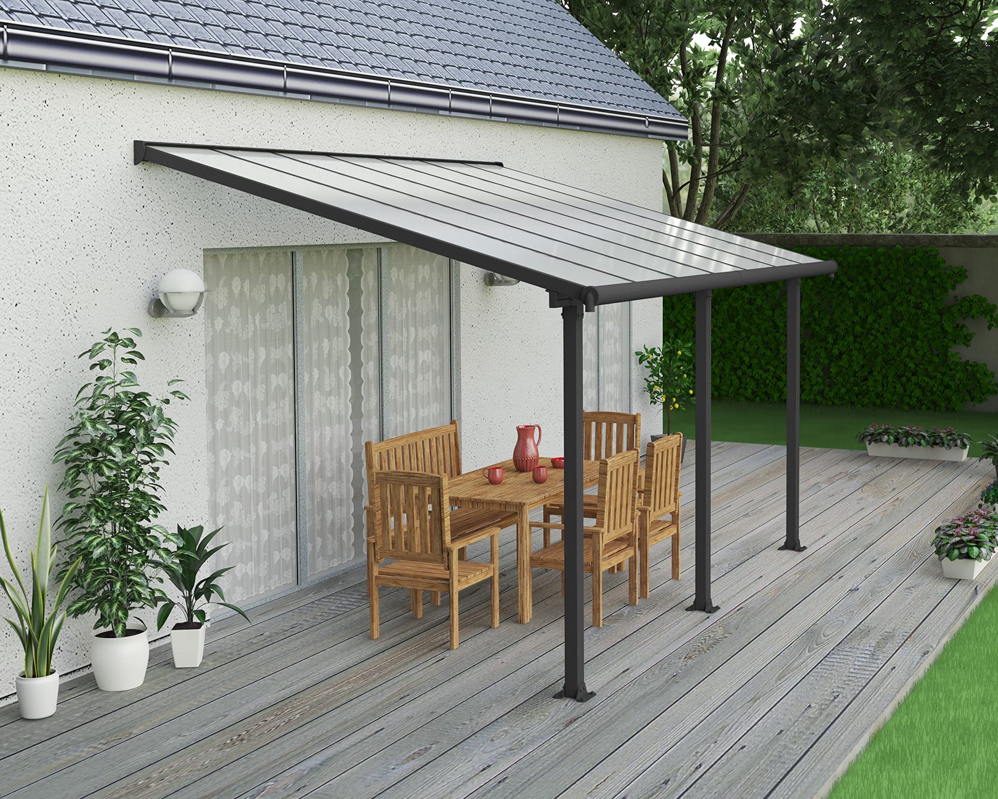 Palram OLYMPIA 3X4.25 GREY CLEAR PATIO COVER - image 7