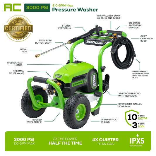 3000 PSI Pressure Washer w/ 15" Surface Cleaner & Extension Combo Kit - image 2