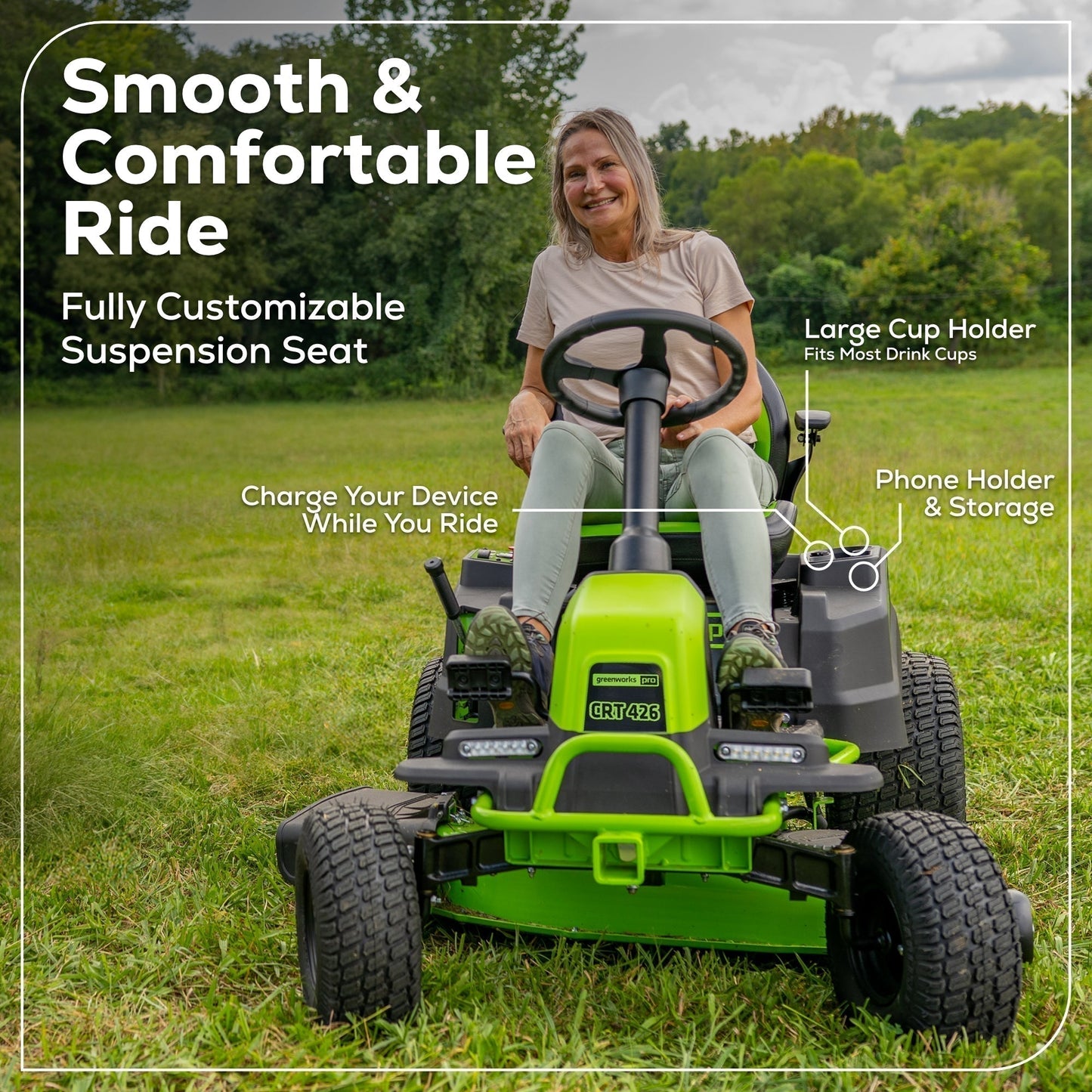 60V 42" Cordless Battery CrossoverT Riding Lawn Mower (Renewed) - image 12