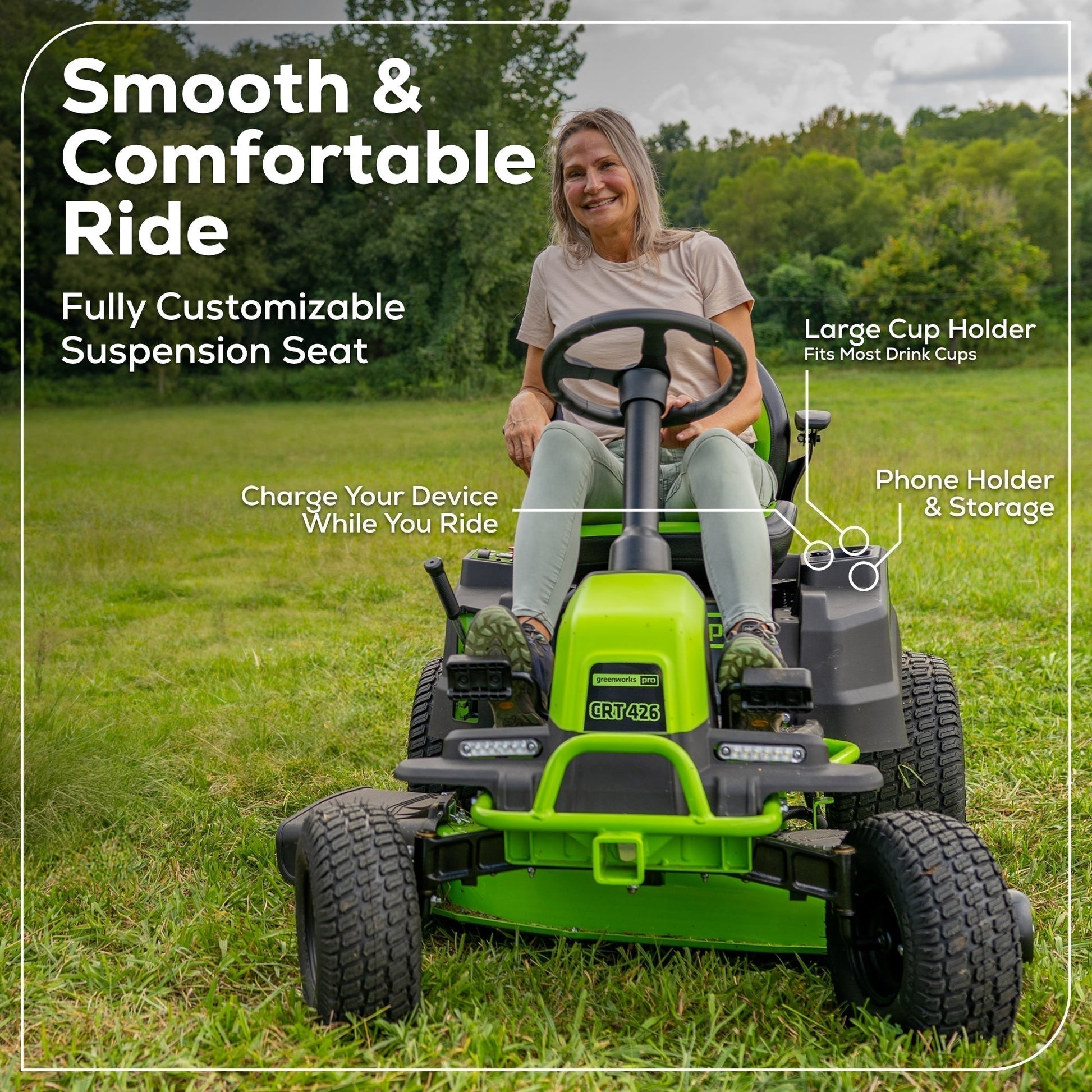60V 42" Cordless Battery CrossoverT Riding Lawn Mower (Renewed) - image 12