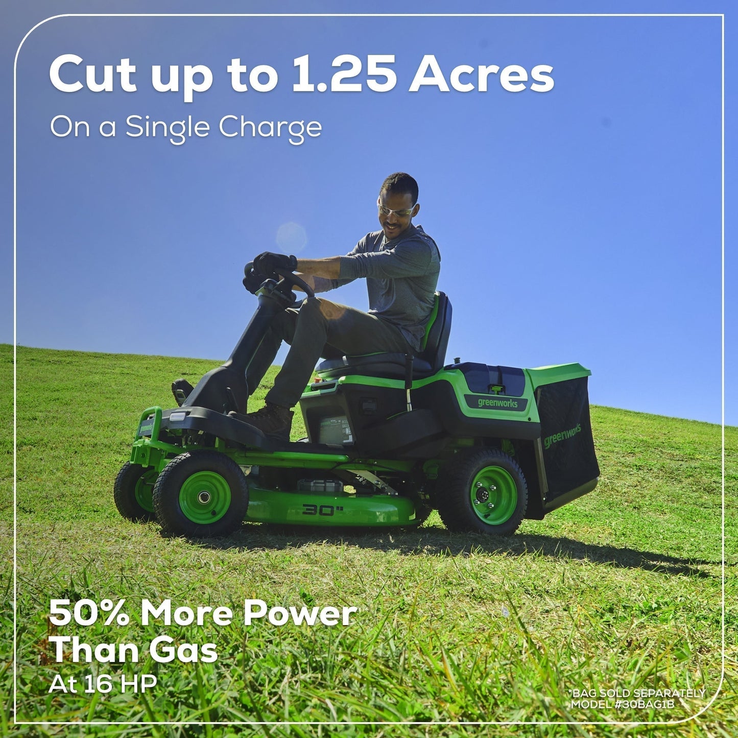 60V 30” CrossoverT Riding Lawn Tractor with (2) 8.0 Ah, (2) 4.0 Ah Batteries & 600-Watt Charger - image 13