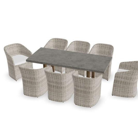 Abaco 84" Wood Outdoor Dining Set with Chairs