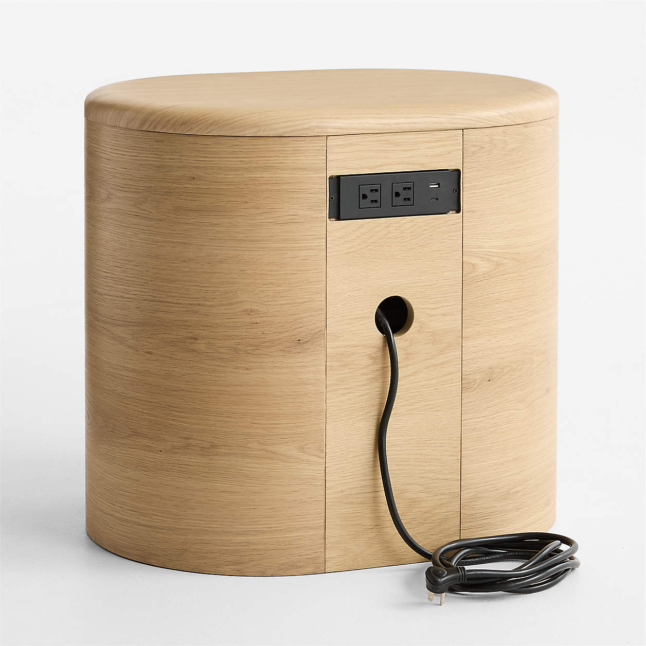 Anneli 24" Natural Oak Wood Charging Nightstand