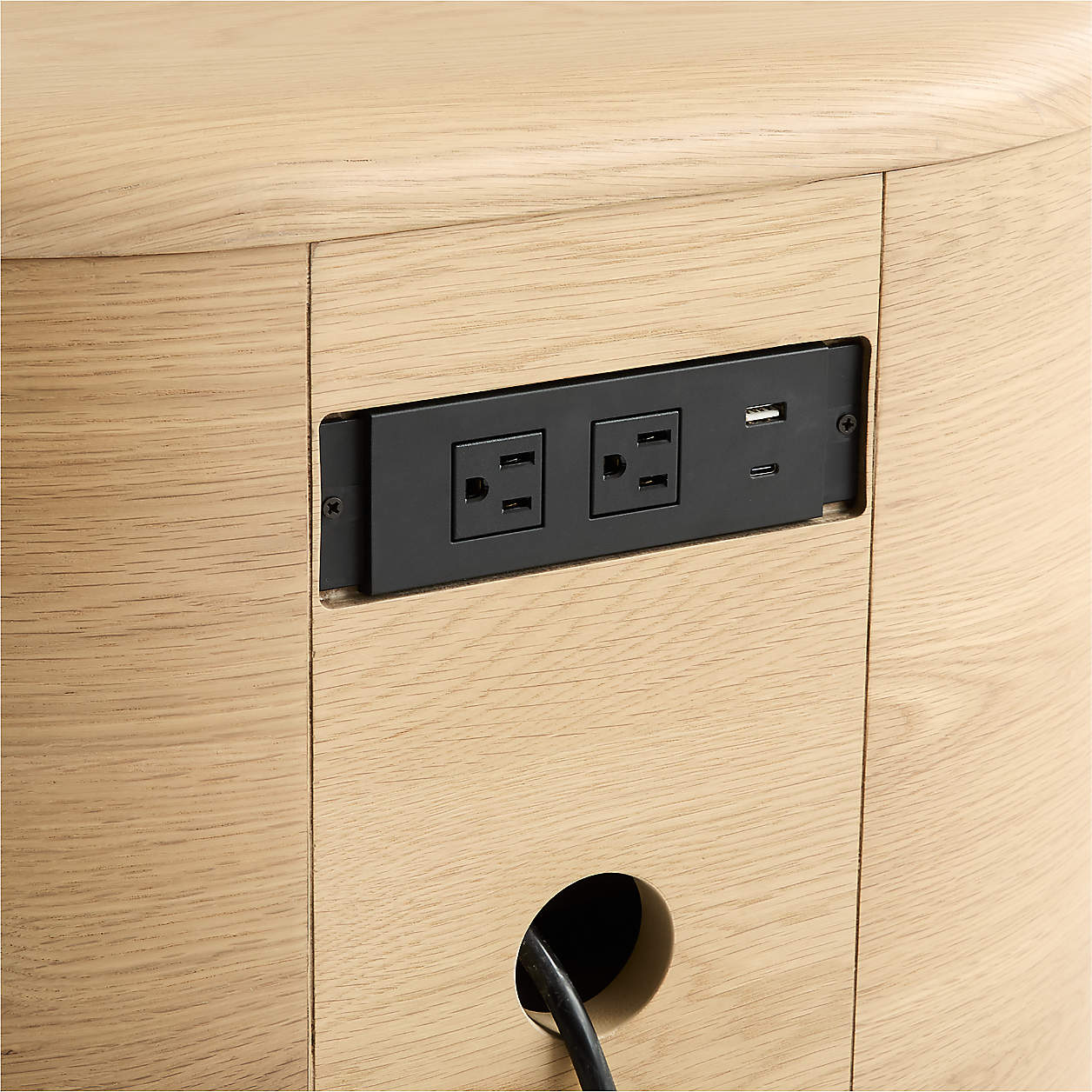 Anneli 24" Natural Oak Wood Charging Nightstand