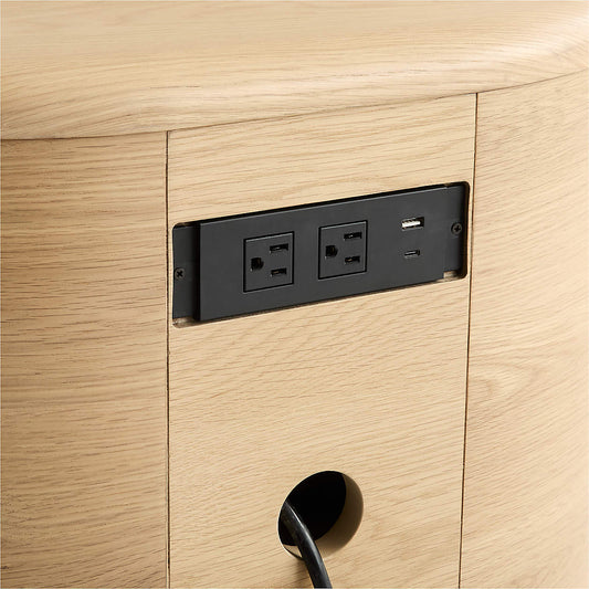 Anneli 24" Natural Oak Wood Charging Nightstand