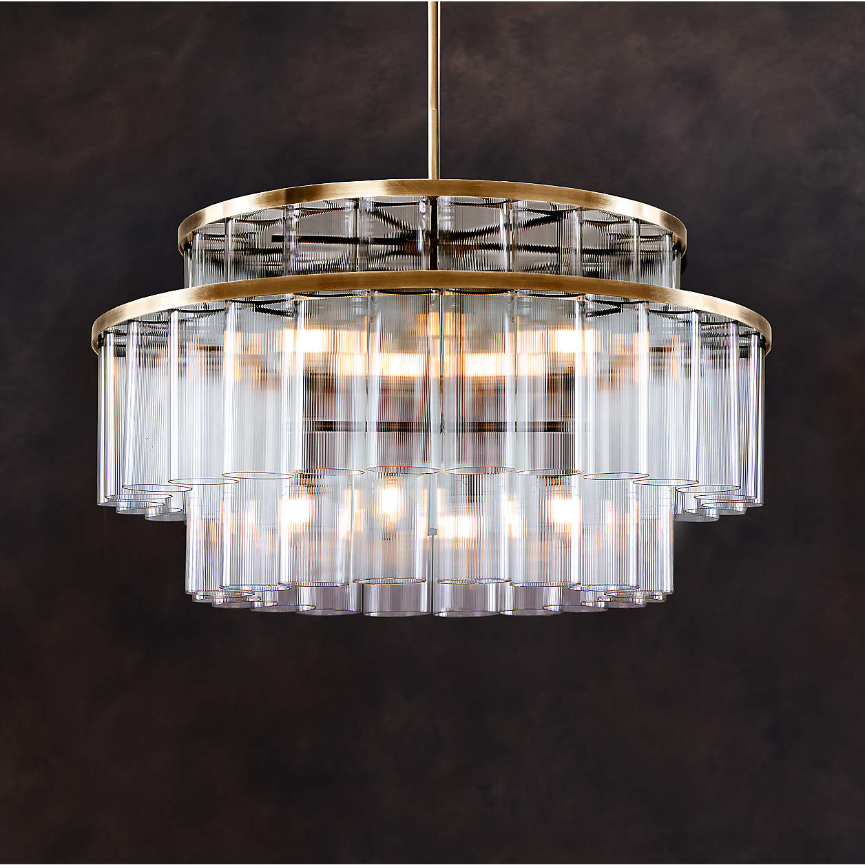 Aurora Brass & Glass Chandelier Light 31.5"
