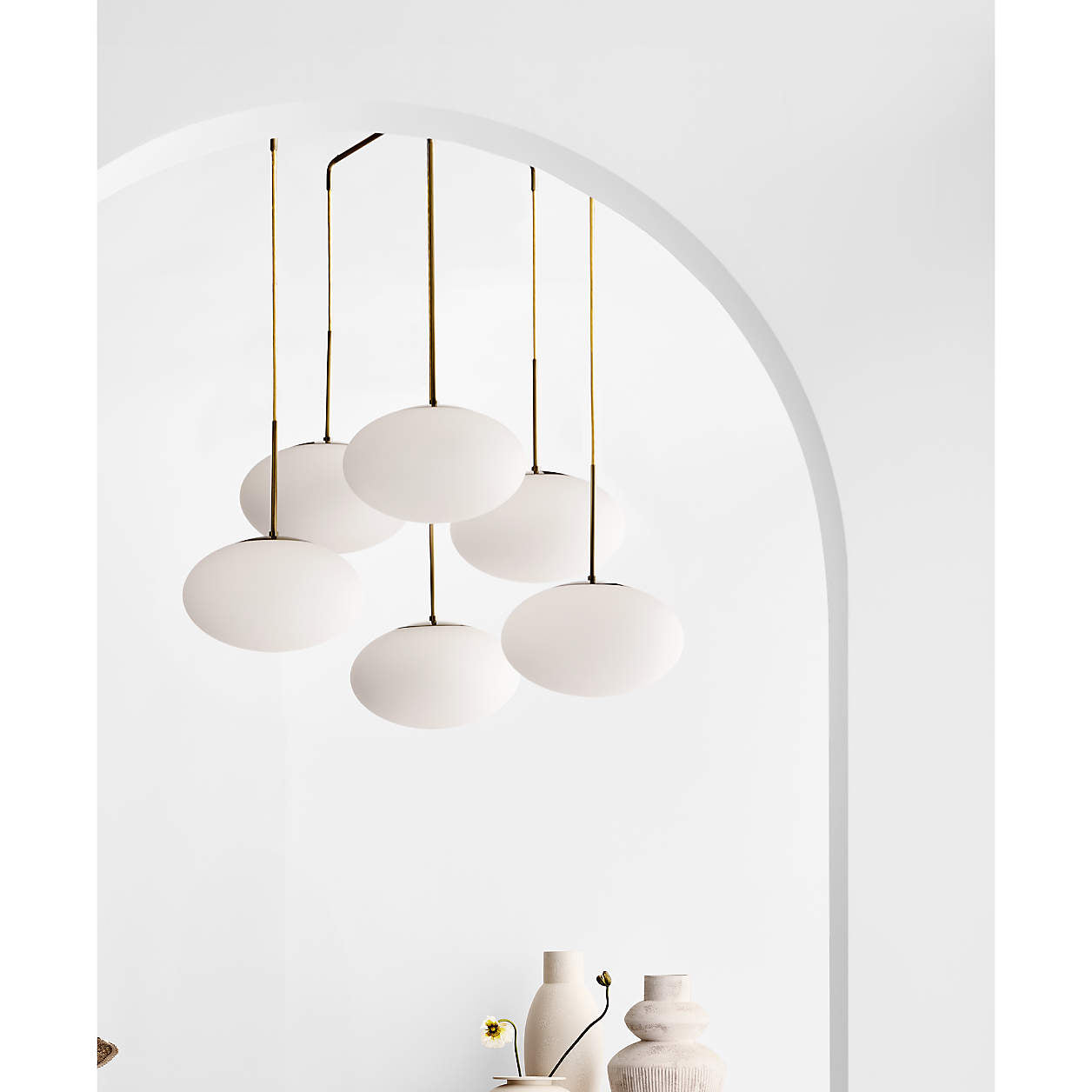 Moon Brass and Glass 6-Light Chandelier 43.7"