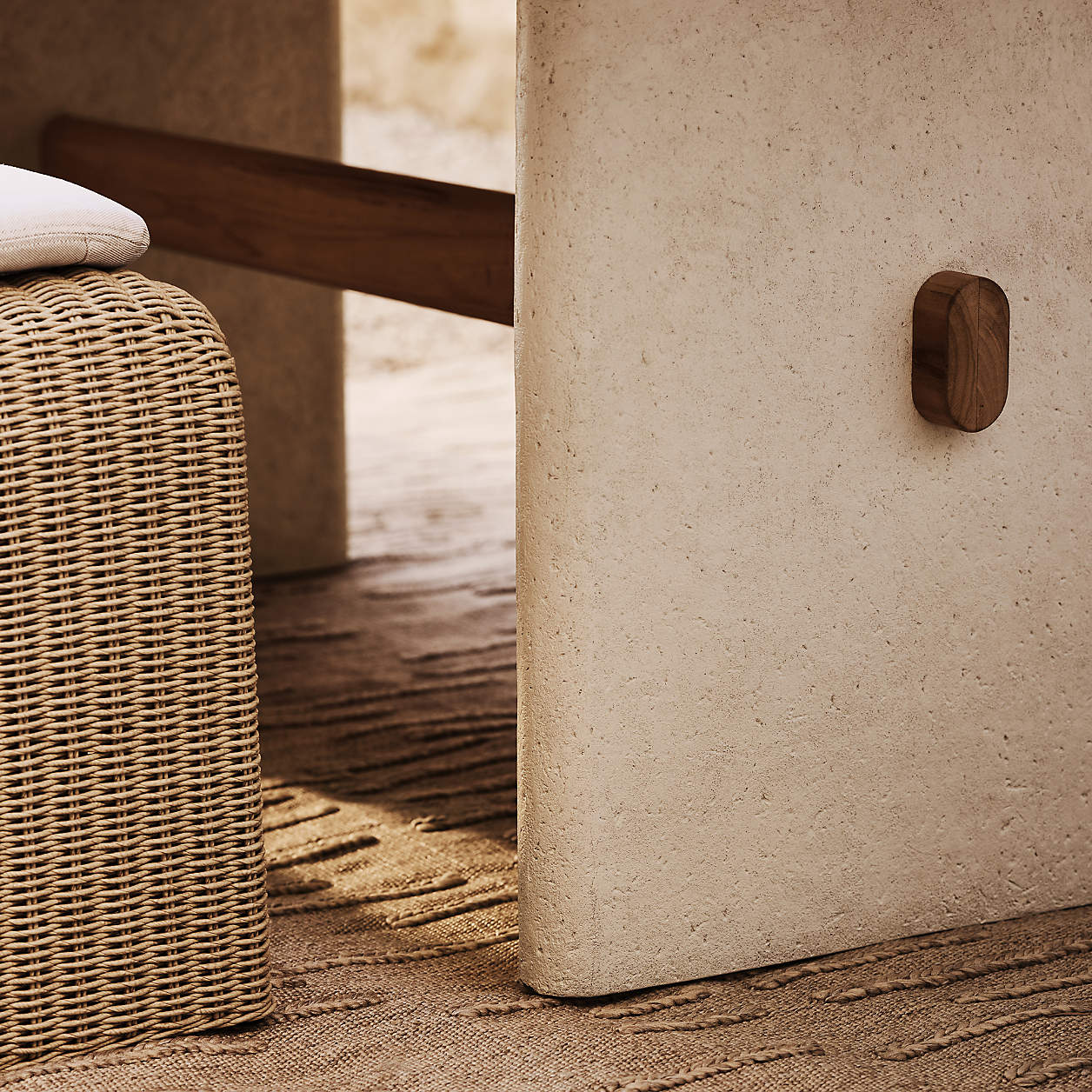 Ipanema 86" Teak Wood and Resin Outdoor Dining Table