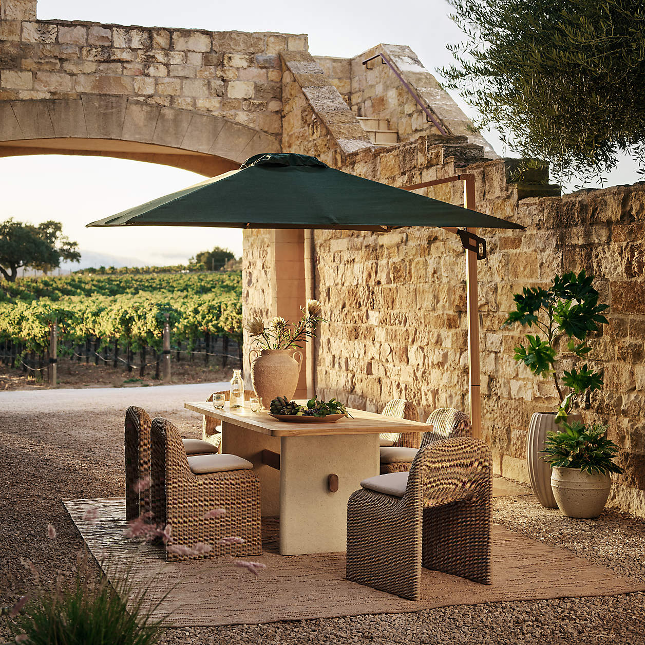 Ipanema 86" Teak Wood and Resin Outdoor Dining Table