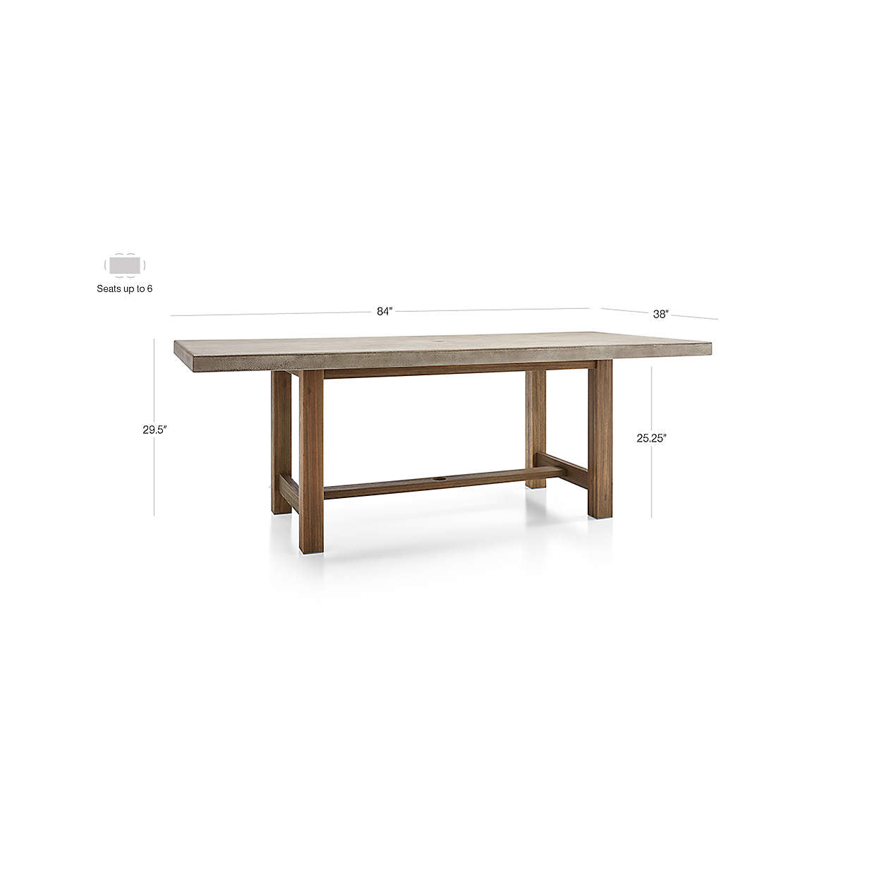 Abaco 84" Grey Concrete Outdoor Dining Table