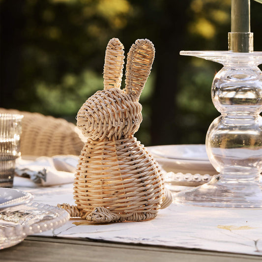 Small Rattan Bunny Decorative Sculpture