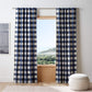 Navy Buffalo Check Organic Cotton Blackout Window Curtain Panel 44"x84"