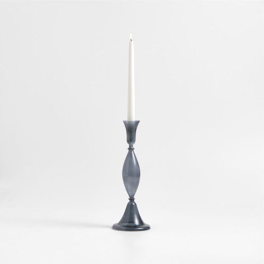Milano Large Blue Glass Taper Candle Holder 12.5"