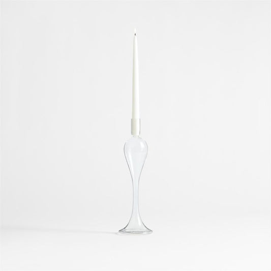 Milano Small Clear Glass Taper Candle Holder 14"