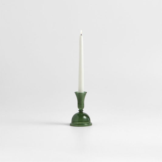 Milano Small Green Glass Taper Candle Holder 5.2"