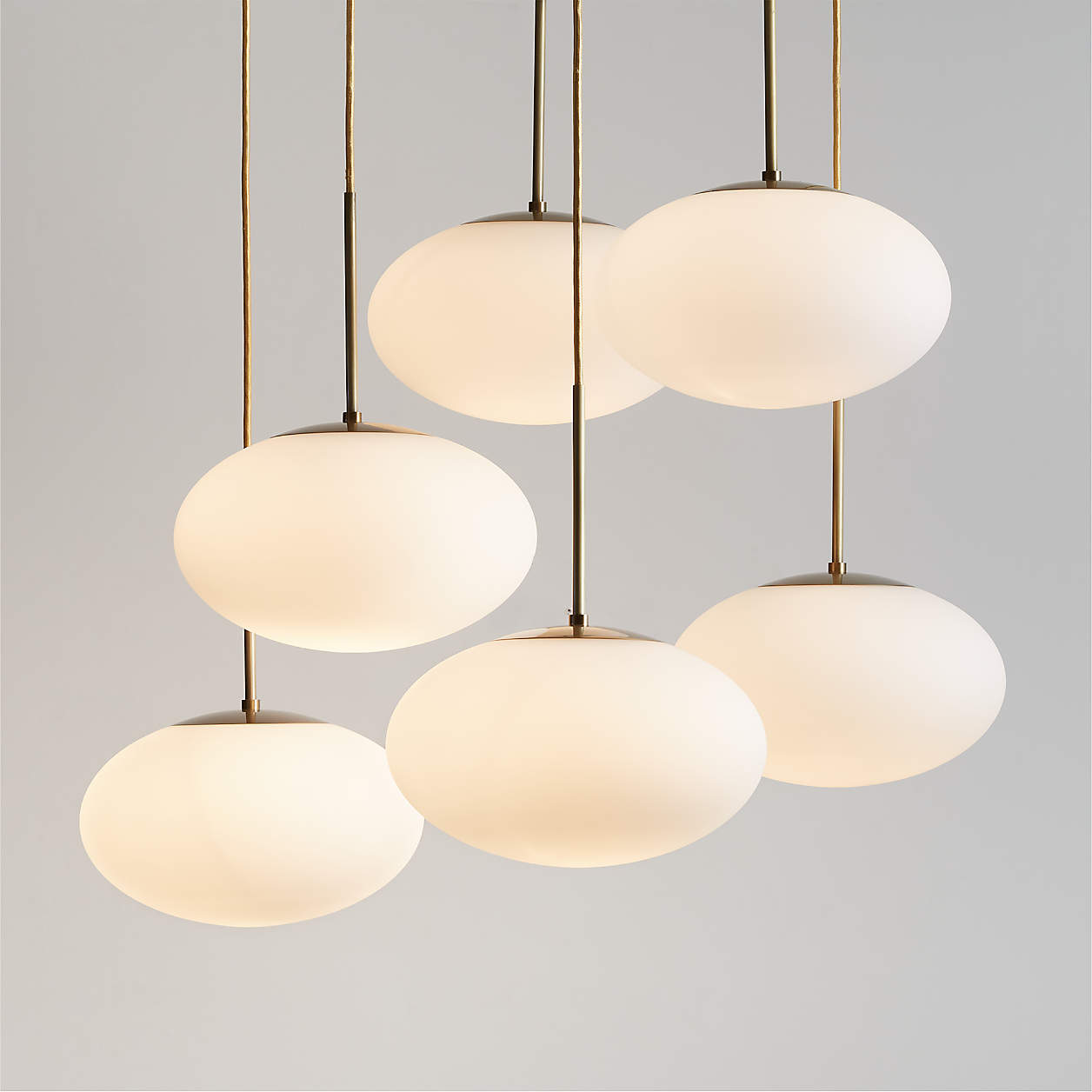 Moon Brass and Glass 6-Light Chandelier 43.7"