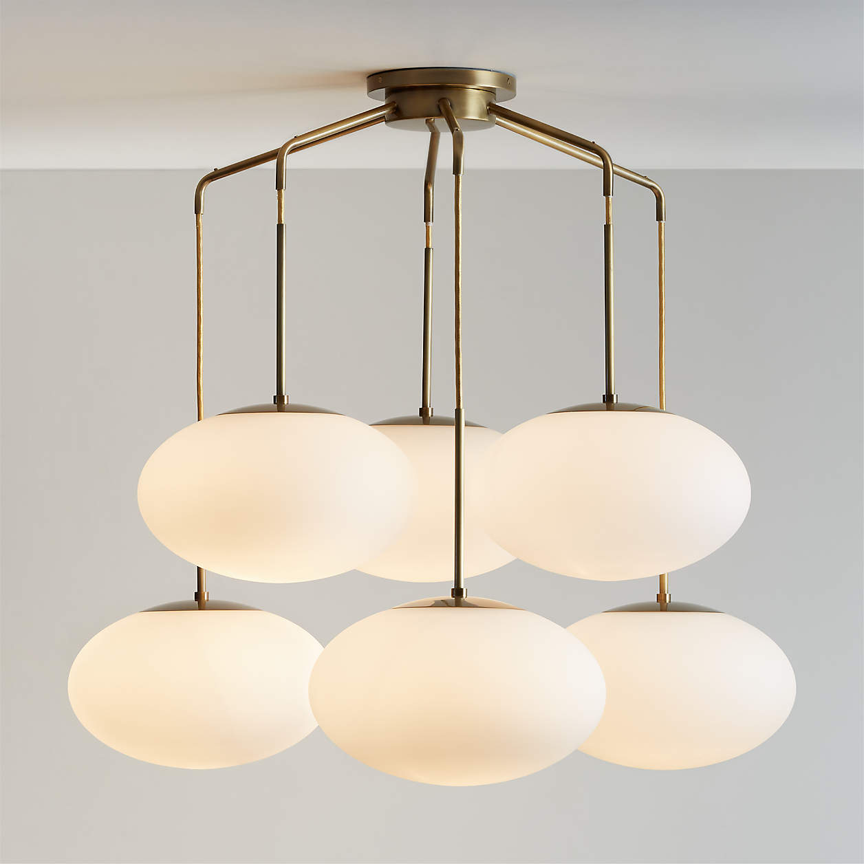 Moon Brass and Glass 6-Light Chandelier 43.7"