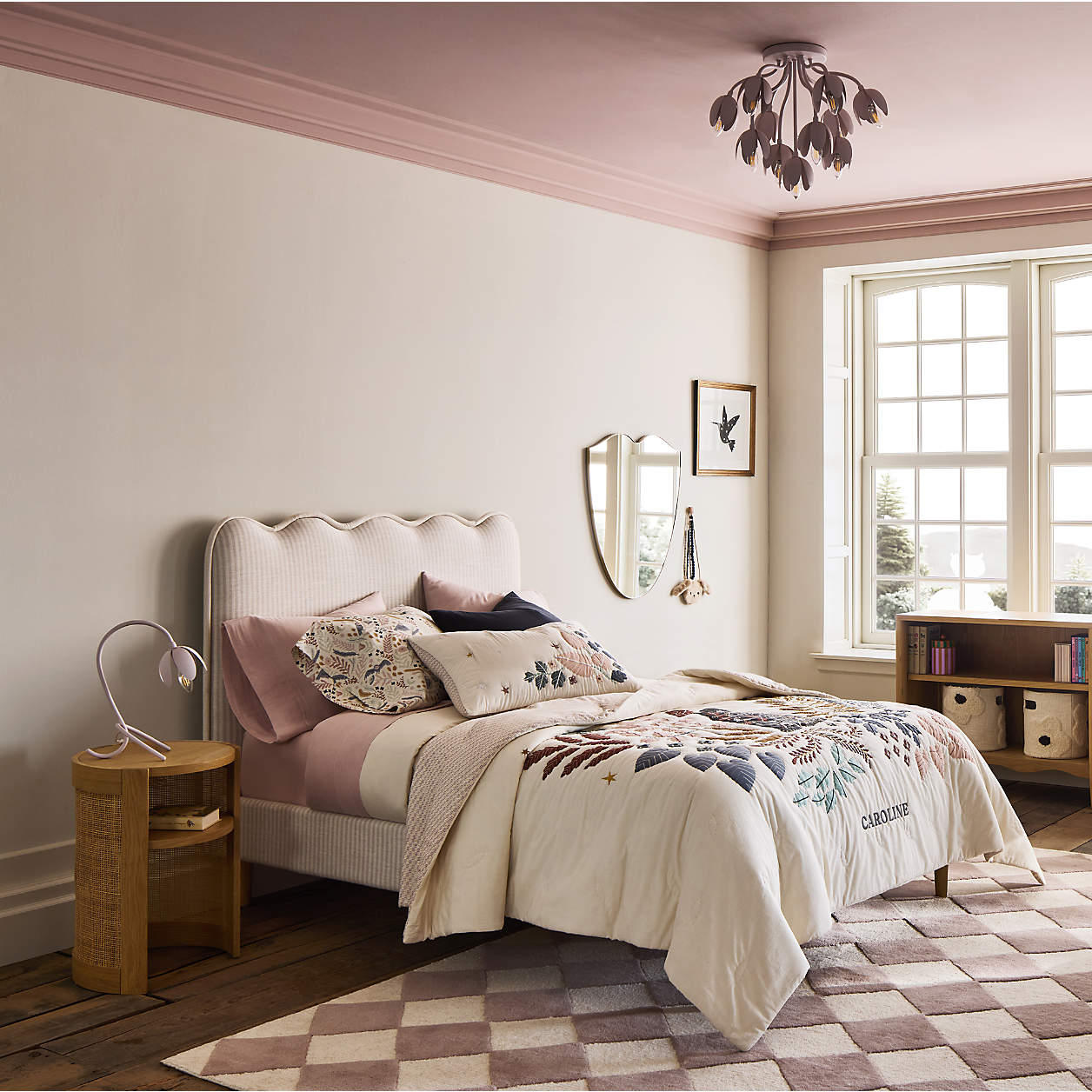 Checkerboard Purple Wool Kids Area 12"x18" Rug Swatch