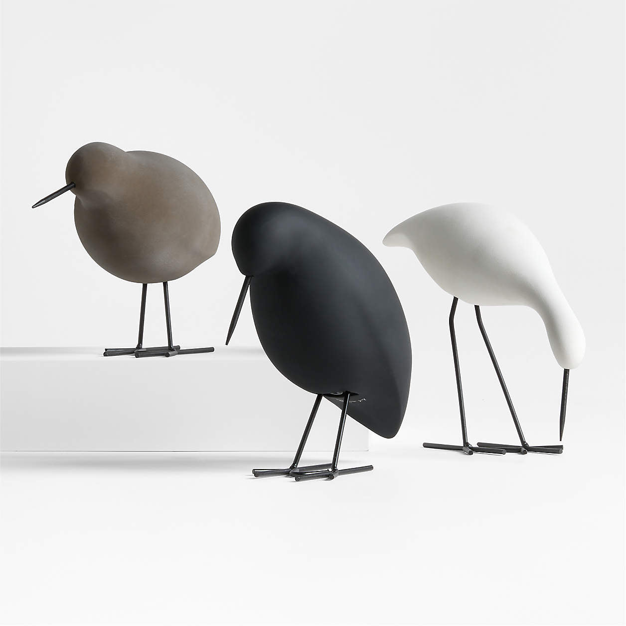 Piper White Concrete Decorative Bird Sculpture
