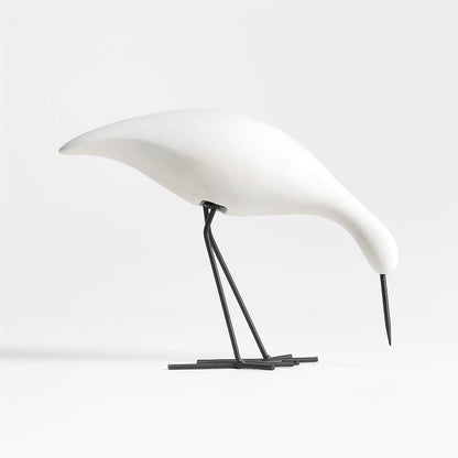 Piper White Concrete Decorative Bird Sculpture