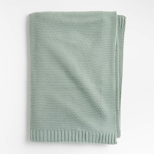 Bubble Knit Verte Green Organic Cotton Kids Bed Blanket